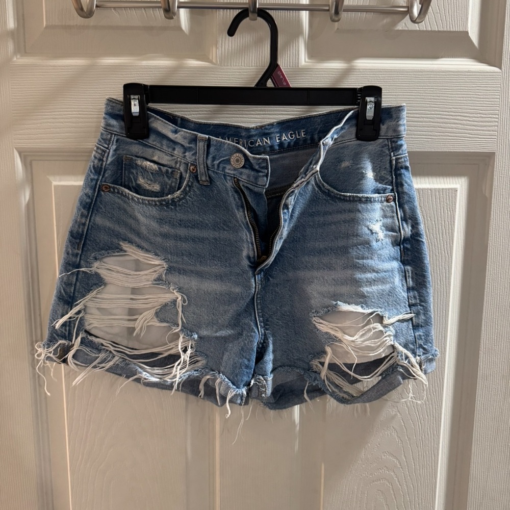 American Eagle Outfitters Distressed Blue Denim Shorts
